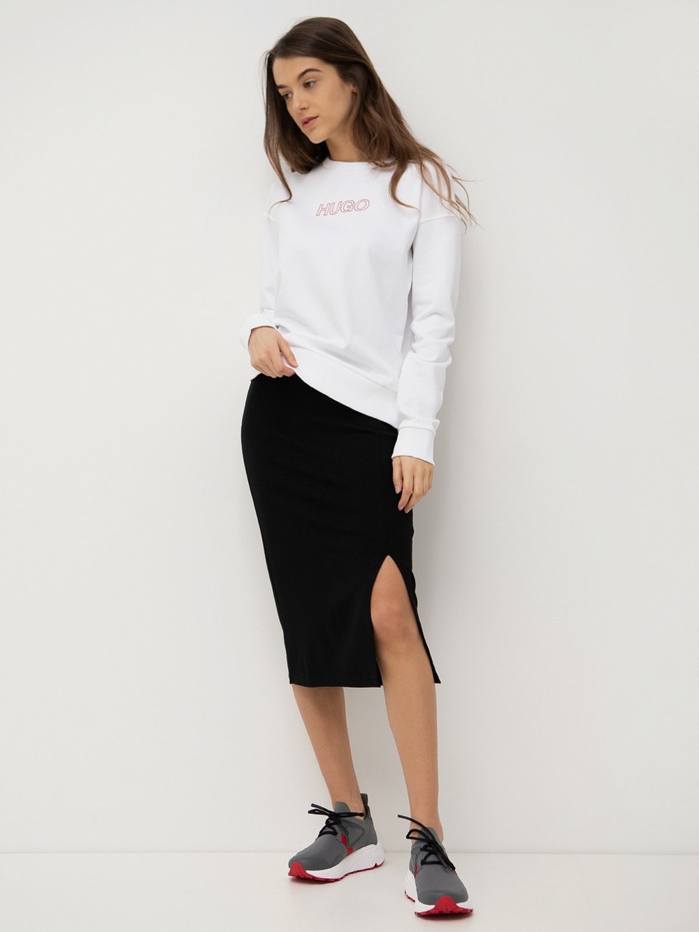 Hugo Boss Size Medium Black Midi Pencil Skirt with Side Slit